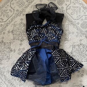Weissman Blue and Black Sequin Dance Costume
